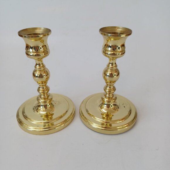 baldwin Other - Baldwin Brass Candlesticks Holders 5" Height Vintage Set of 2 Round Base